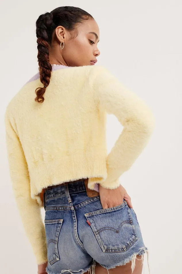 For Love and Lemons Tops Sheila Cropped Cardigan Yellow 8211 Women For Love and Lemons Tops Sheila Cropped Cardigan Yellow 8211 Women