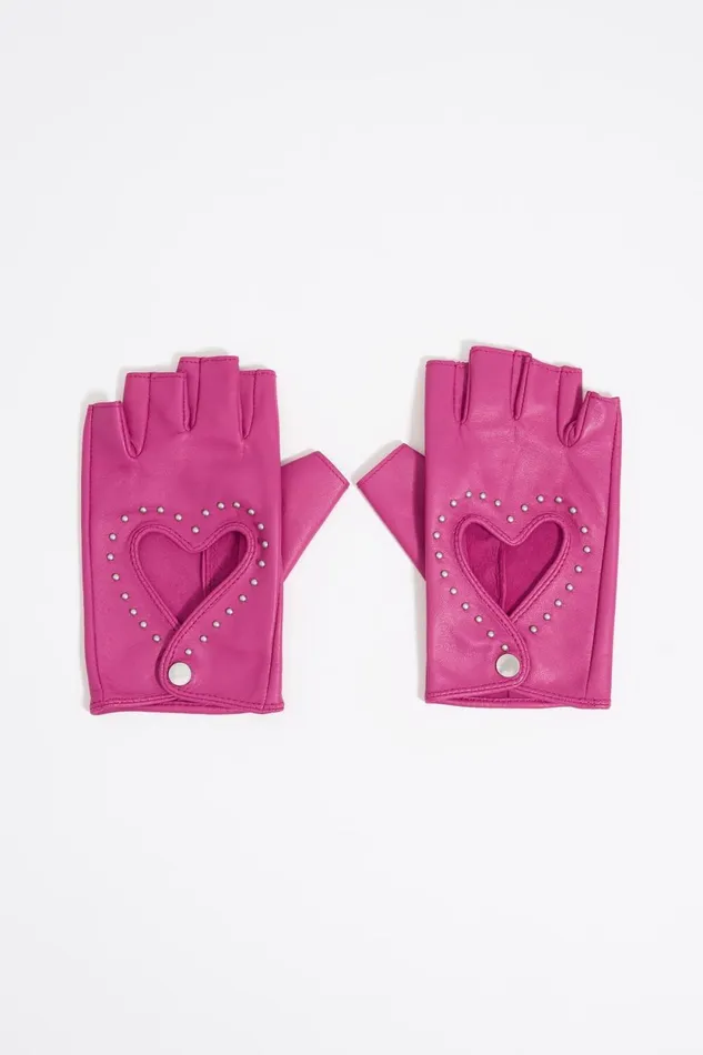 Fuchsia Leather Heart Mittens Fuchsia Women Bimba Y Lola Gloves