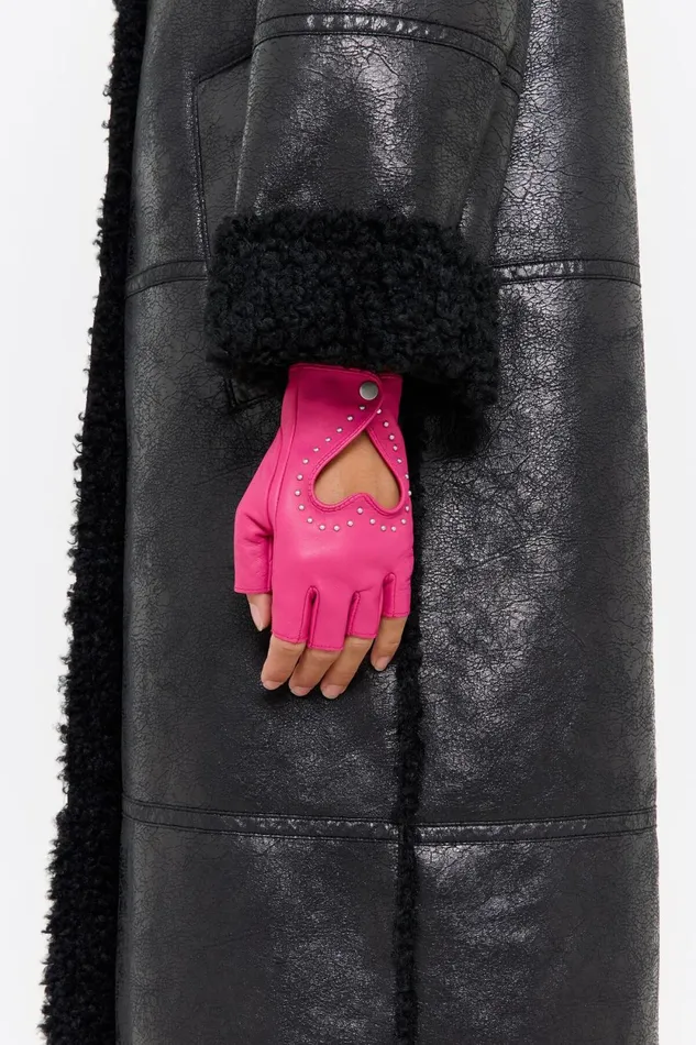 Fuchsia Leather Heart Mittens Fuchsia Women Bimba Y Lola Gloves Fuchsia Leather Heart Mittens Fuchsia Women Bimba Y Lola Gloves