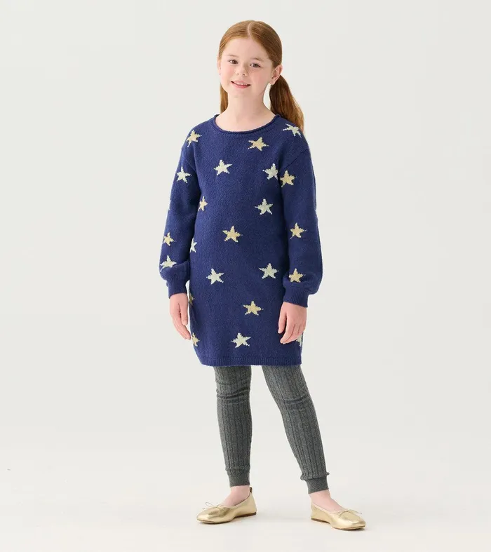 Girls Blue Starlight Sweater Dress Hatley