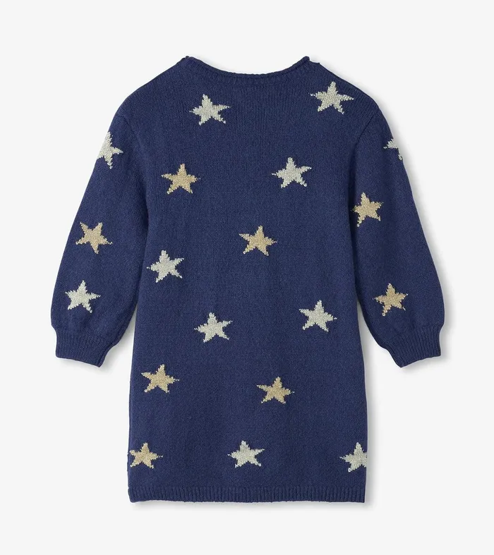 Girls Blue Starlight Sweater Dress Hatley