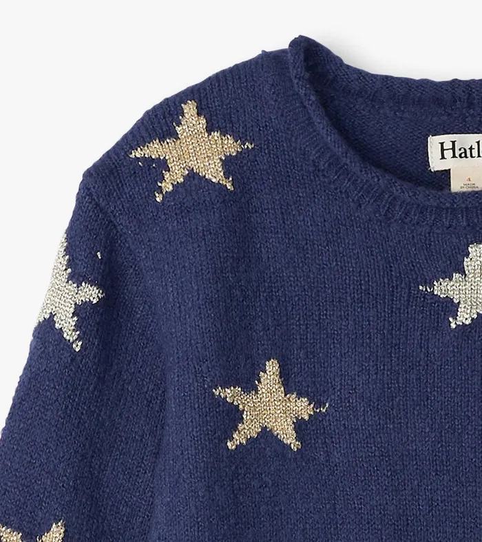 Girls Blue Starlight Sweater Dress Hatley