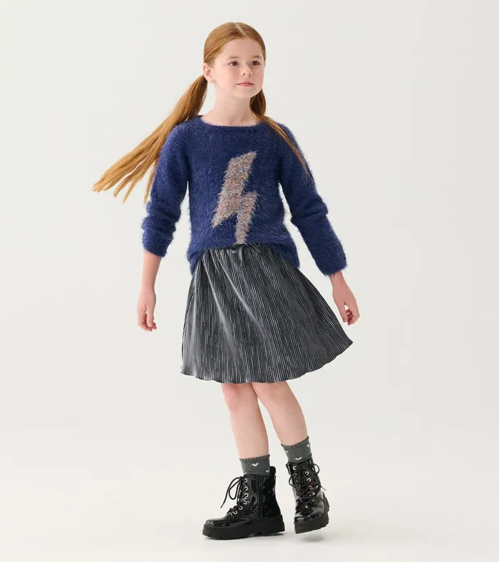Girls Metallic Lightning Furry Sweater Hatley