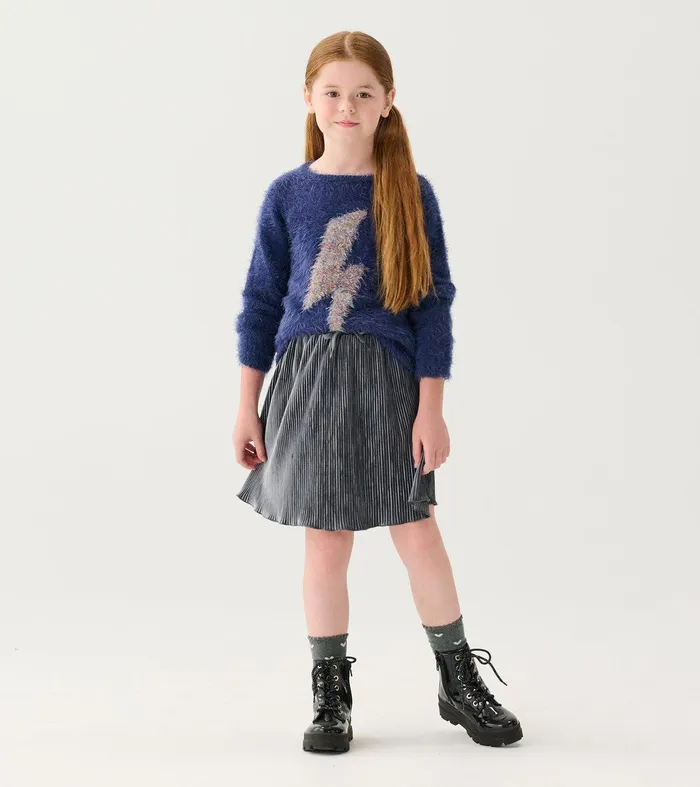 Girls Metallic Lightning Furry Sweater Hatley