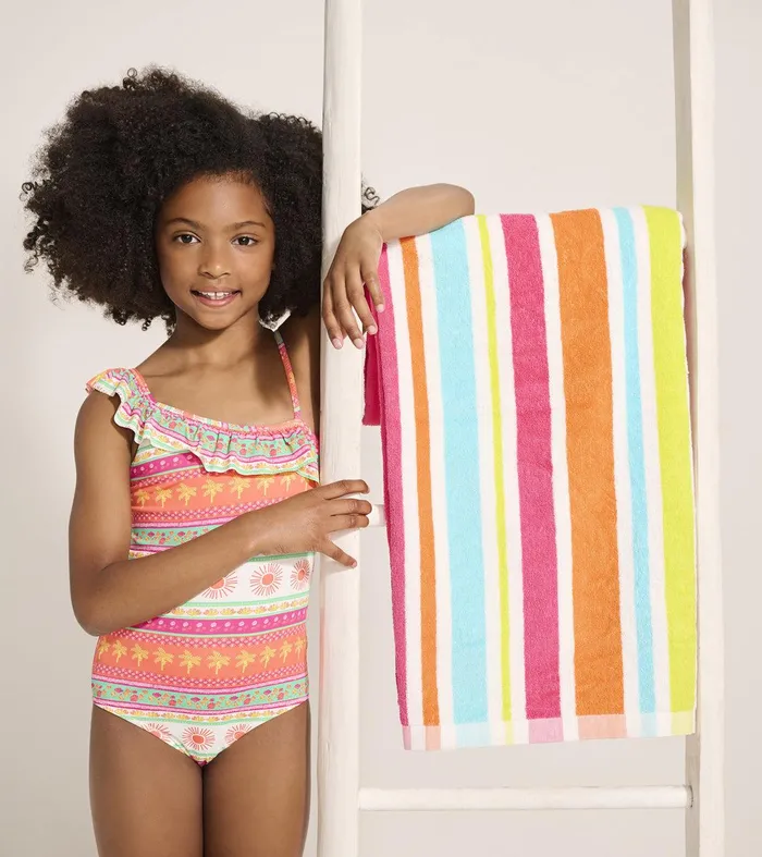 Girls Ornate Tropicals Ruffle Trim Swimsuit Hatley