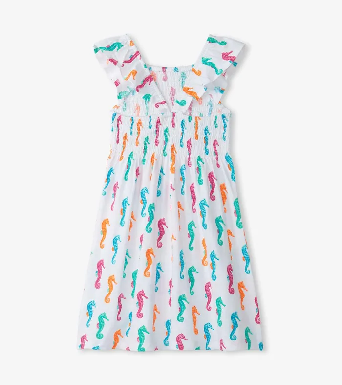Girls Painted Seahorses Smocked Dress Hatley