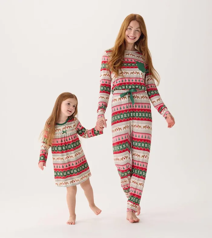 Girls Puppy Hearts Fair Isle Long Sleeve Nightdress Hatley