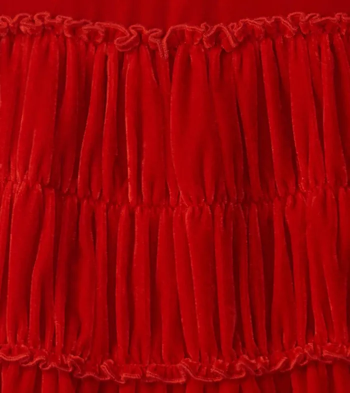 Girls Red Velvet Smocked Panel Dress Hatley