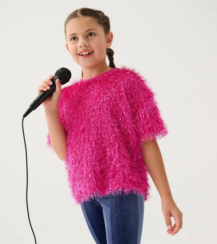Girls Rose Violet Fluffy Knit Sweater Hatley