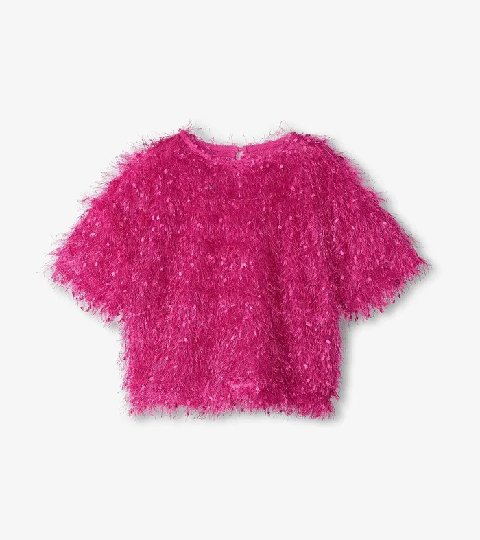 Girls Rose Violet Fluffy Knit Sweater Hatley