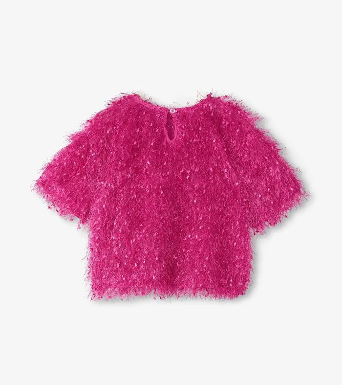 Girls Rose Violet Fluffy Knit Sweater Hatley