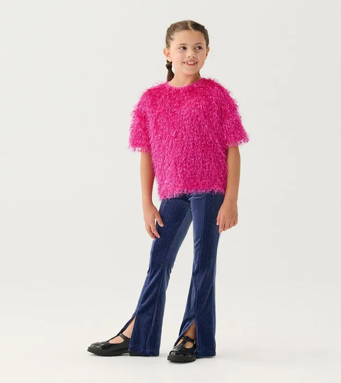 Girls Rose Violet Fluffy Knit Sweater Hatley