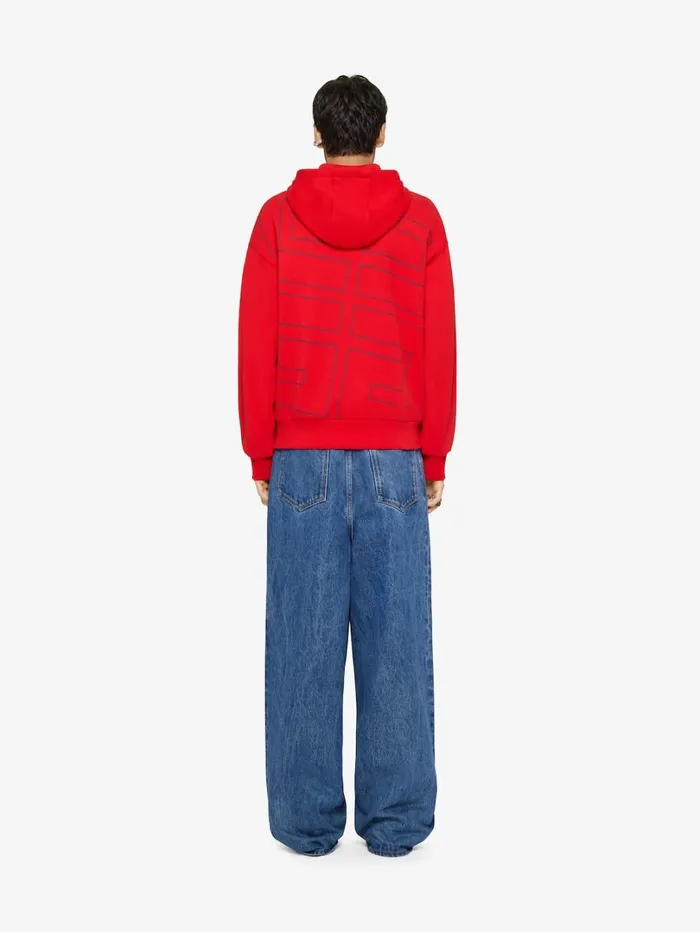 Givenchy 4G Boxy Fit Hoodie In Fleece Red Men Sweatshirts and Hoodies