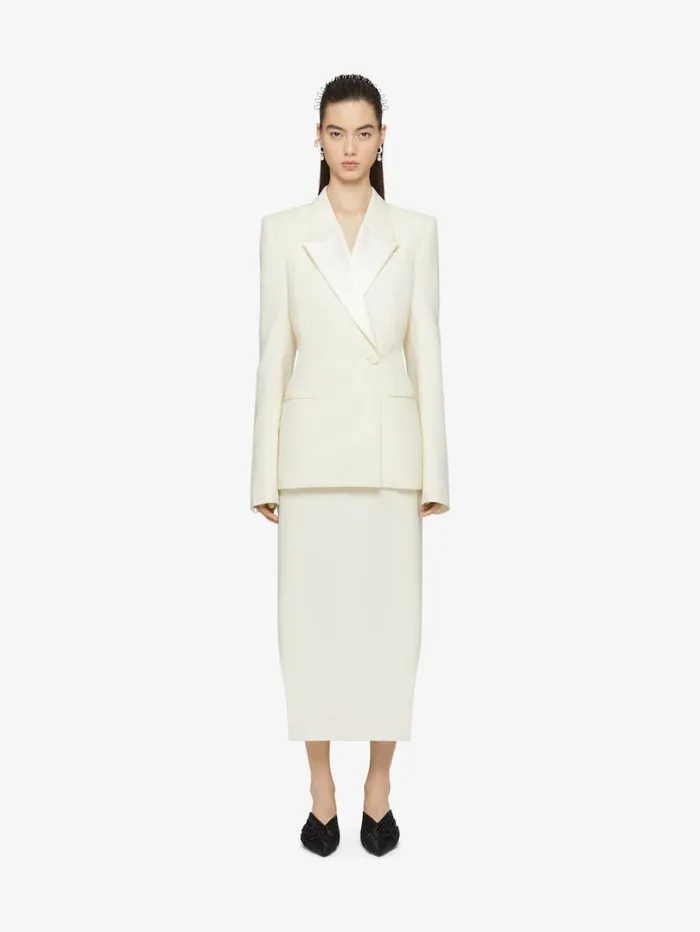 Givenchy Asymmetric Skirt In Wool And Mohair Rtd Greige Women Skirts