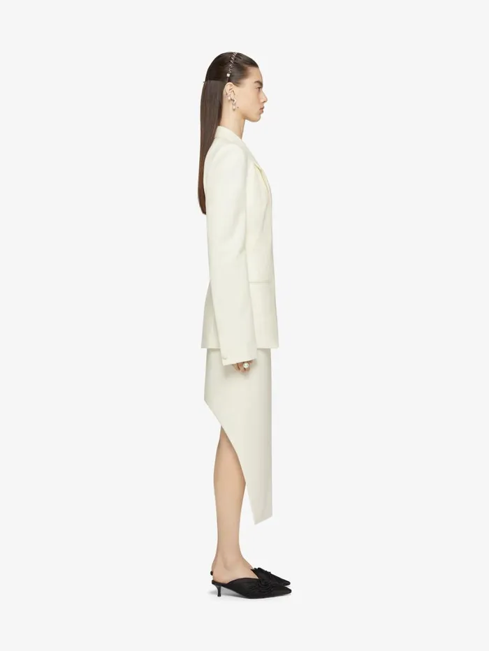 Givenchy Asymmetric Skirt In Wool And Mohair Rtd Greige Women Skirts