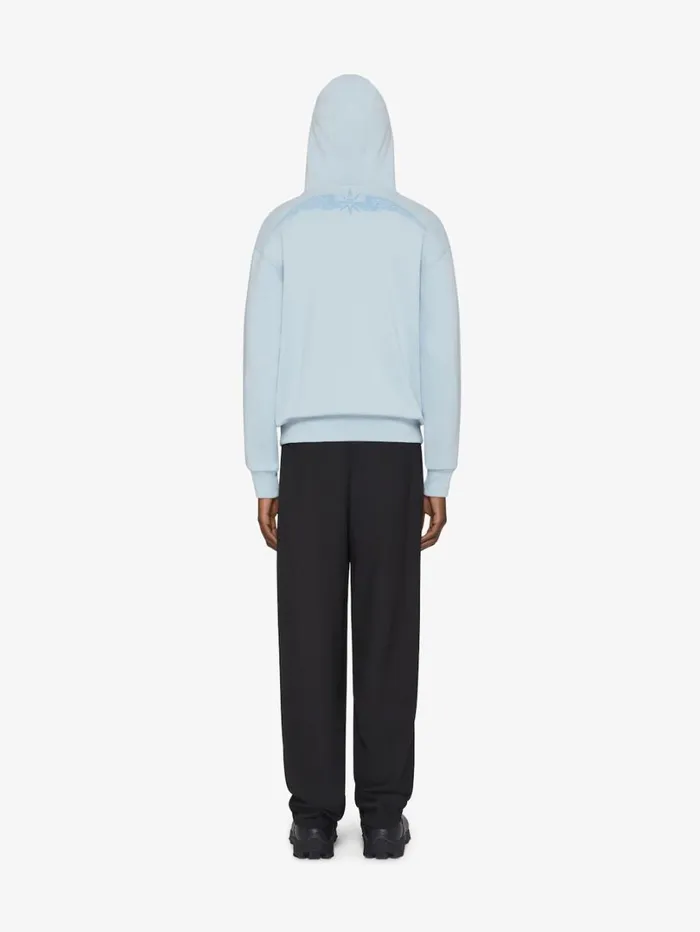 Givenchy Boxy Fit Hoodie In Fleece GIVENCHY Wings Sky Blue Men Sweatshirts and Hoodies