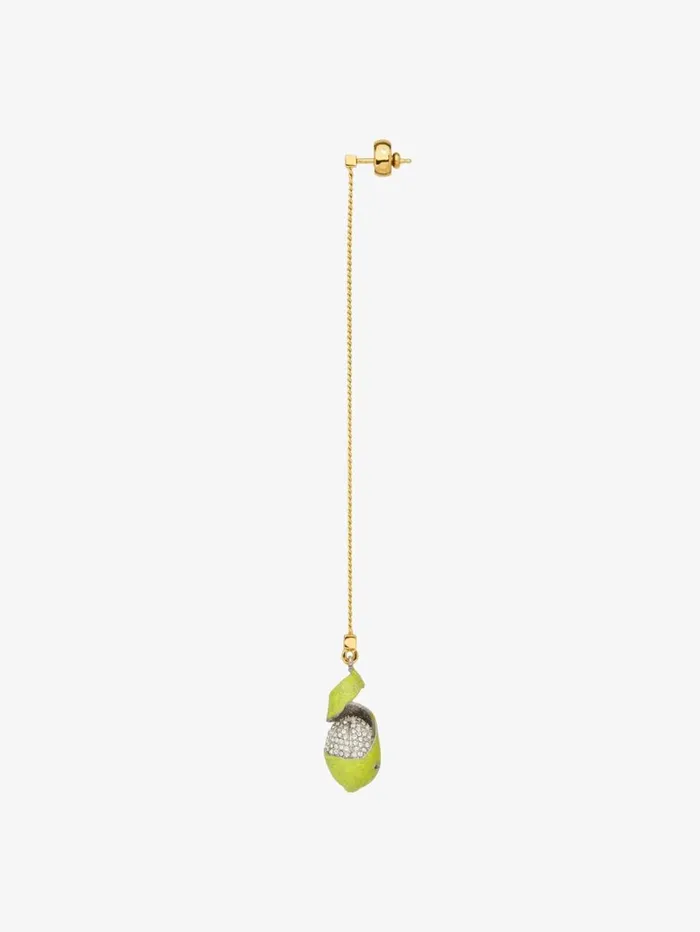 Givenchy Charm Lemon Earring In Metal And Enamel With Crystals Silveryyellow Women Jewelry Givenchy Charm Lemon Earring In Metal And Enamel With Crystals Silveryyellow Women Jewelry