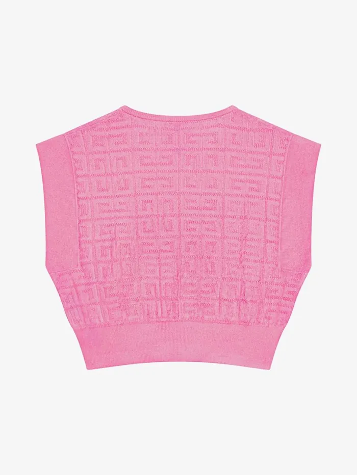Givenchy Cropped Sleeveless Sweater In 4G Jacquard Pink Women Girl 4 To 12 Years