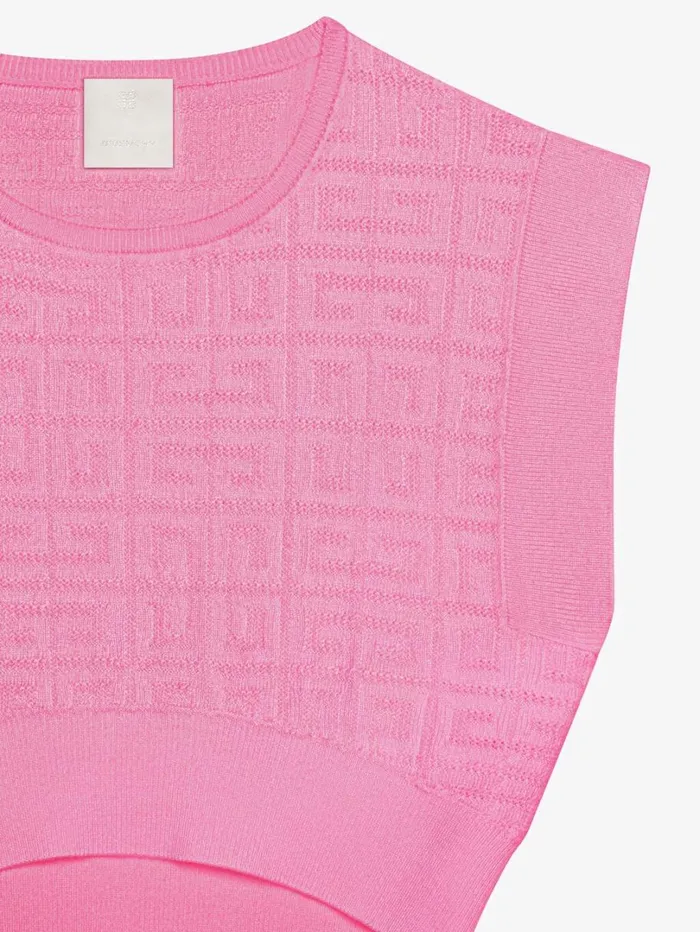 Givenchy Cropped Sleeveless Sweater In 4G Jacquard Pink Women Girl 4 To 12 Years
