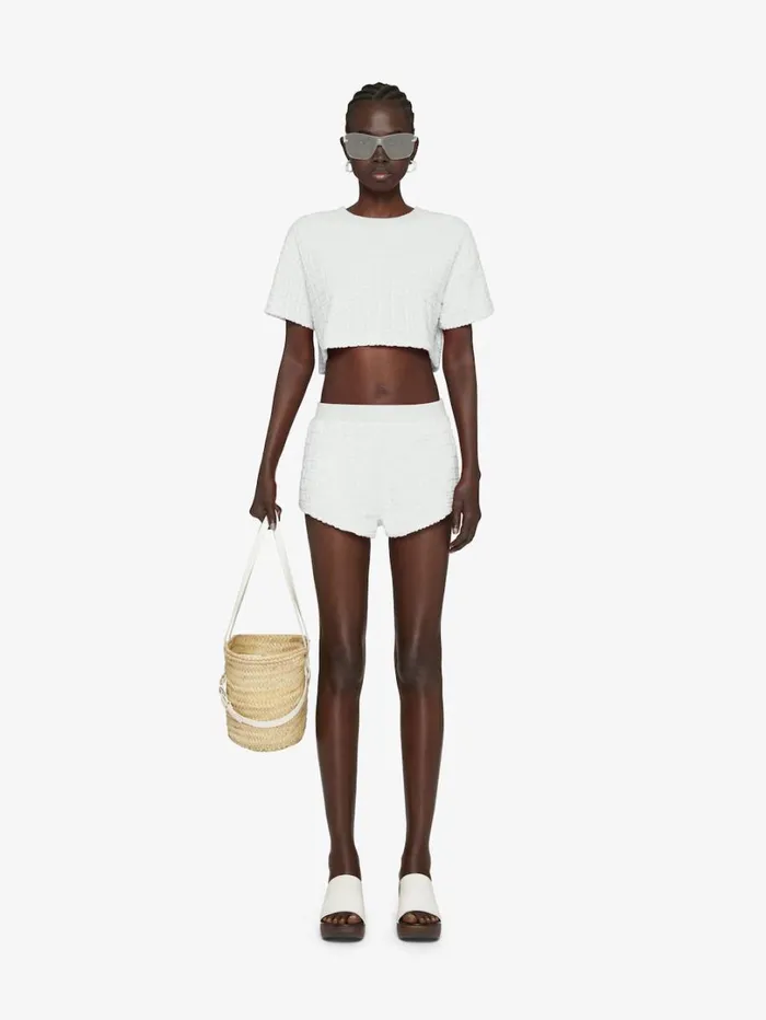 Givenchy Cropped Tshirt In 4G Cotton Towelling White Women TShirts