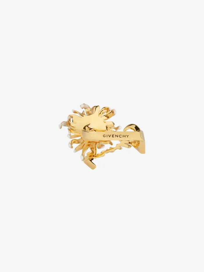 Givenchy Daisy Ring In Metal And Enamel With Crystal Goldenwhite Women Jewelry Givenchy Daisy Ring In Metal And Enamel With Crystal Goldenwhite Women Jewelry