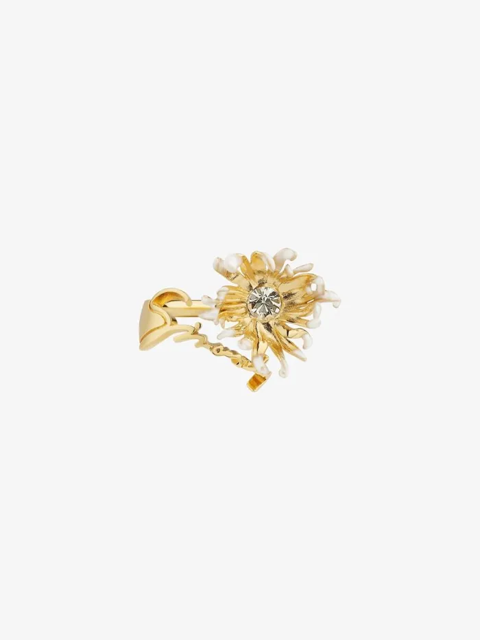 Givenchy Daisy Ring In Metal And Enamel With Crystal Goldenwhite Women Jewelry Givenchy Daisy Ring In Metal And Enamel With Crystal Goldenwhite Women Jewelry