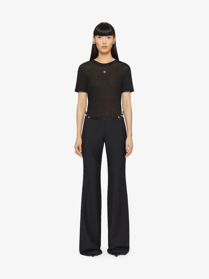 Givenchy Draped Tshirt In Transparent Jersey Black Women TShirts