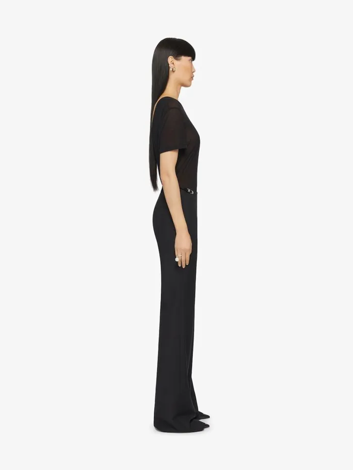 Givenchy Draped Tshirt In Transparent Jersey Black Women TShirts