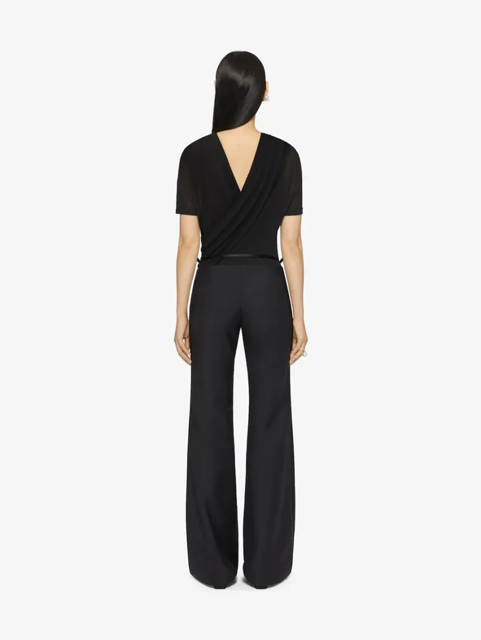 Givenchy Draped Tshirt In Transparent Jersey Black Women TShirts