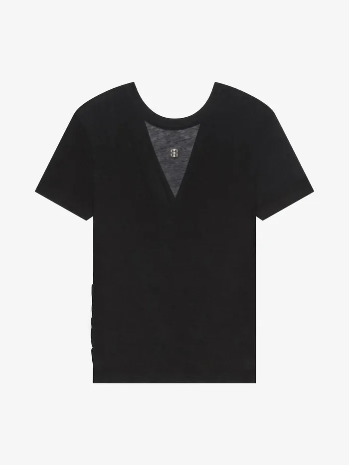 Givenchy Draped Tshirt In Transparent Jersey Black Women TShirts
