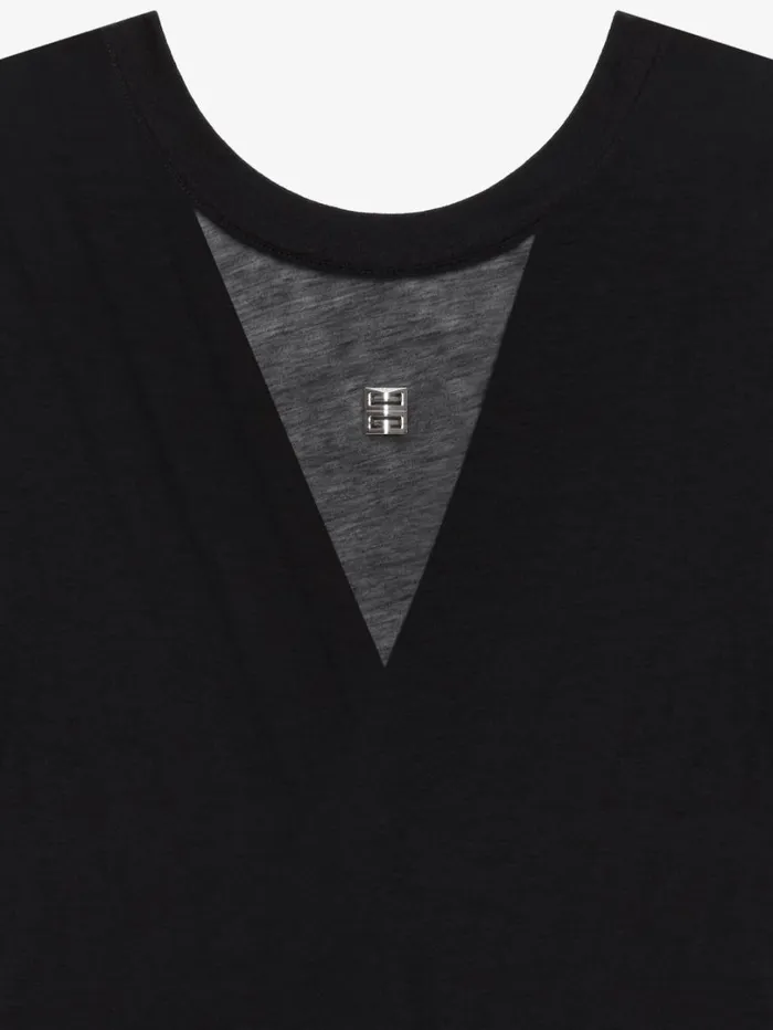 Givenchy Draped Tshirt In Transparent Jersey Black Women TShirts