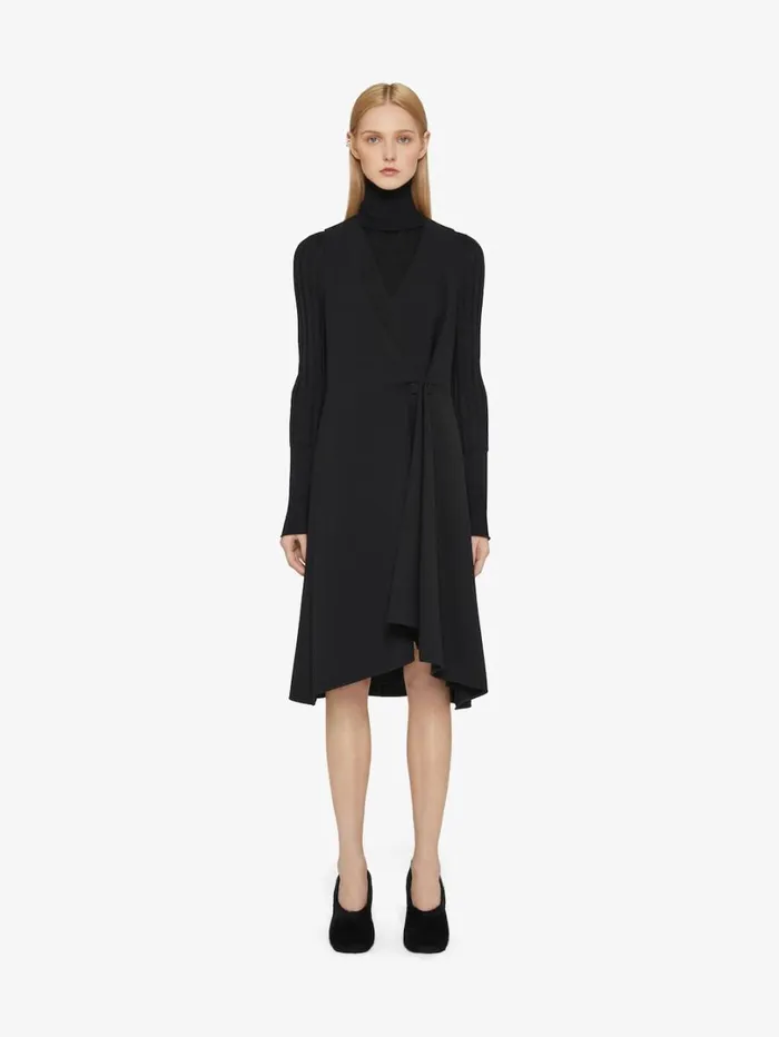 Givenchy Dress With Buttons And Pleated Effect In Cady Black Women Dresses