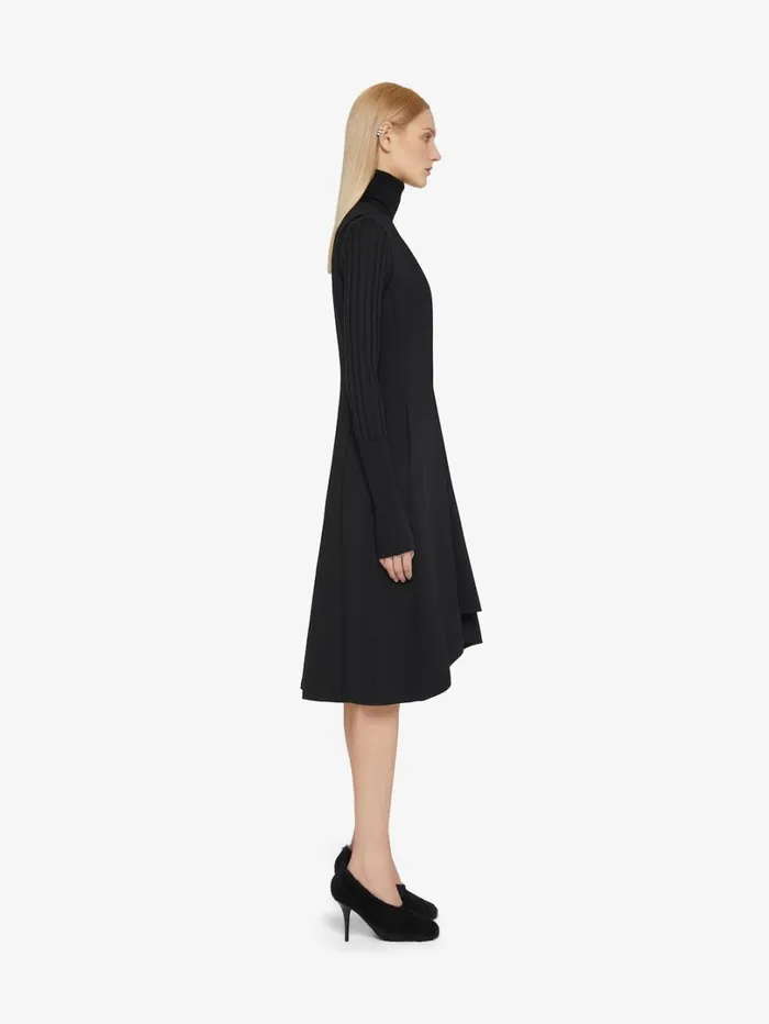 Givenchy Dress With Buttons And Pleated Effect In Cady Black Women Dresses
