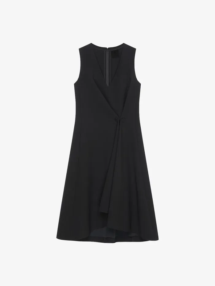 Givenchy Dress With Buttons And Pleated Effect In Cady Black Women Dresses