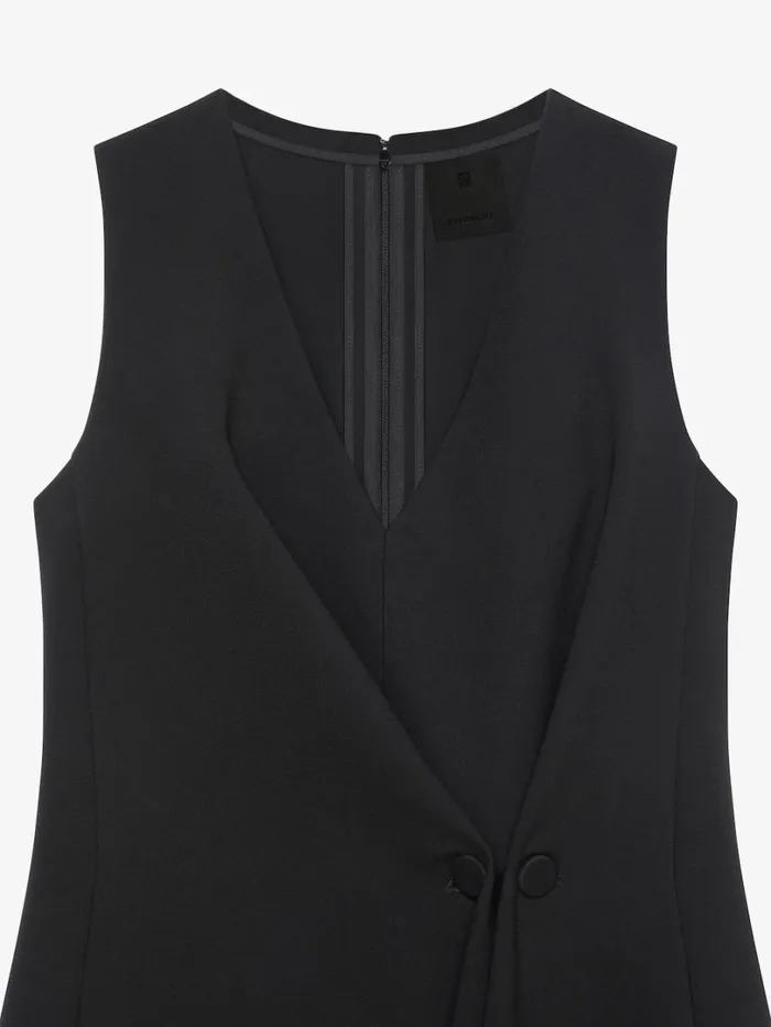 Givenchy Dress With Buttons And Pleated Effect In Cady Black Women Dresses
