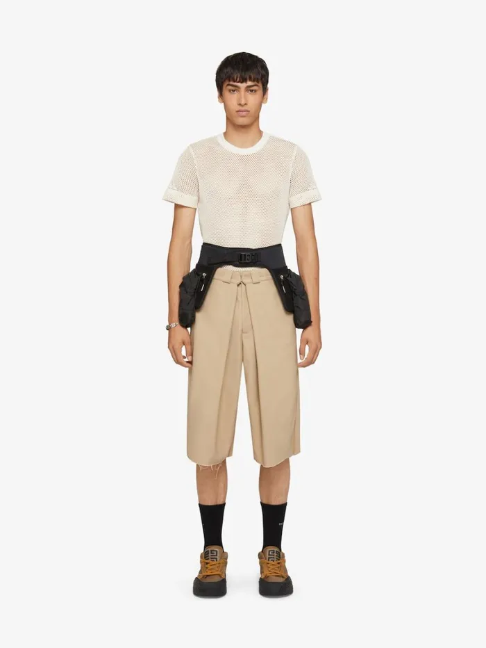 Givenchy Extra Wide Chino Bermuda Shorts In Canvas Beige Men Pants and Shorts