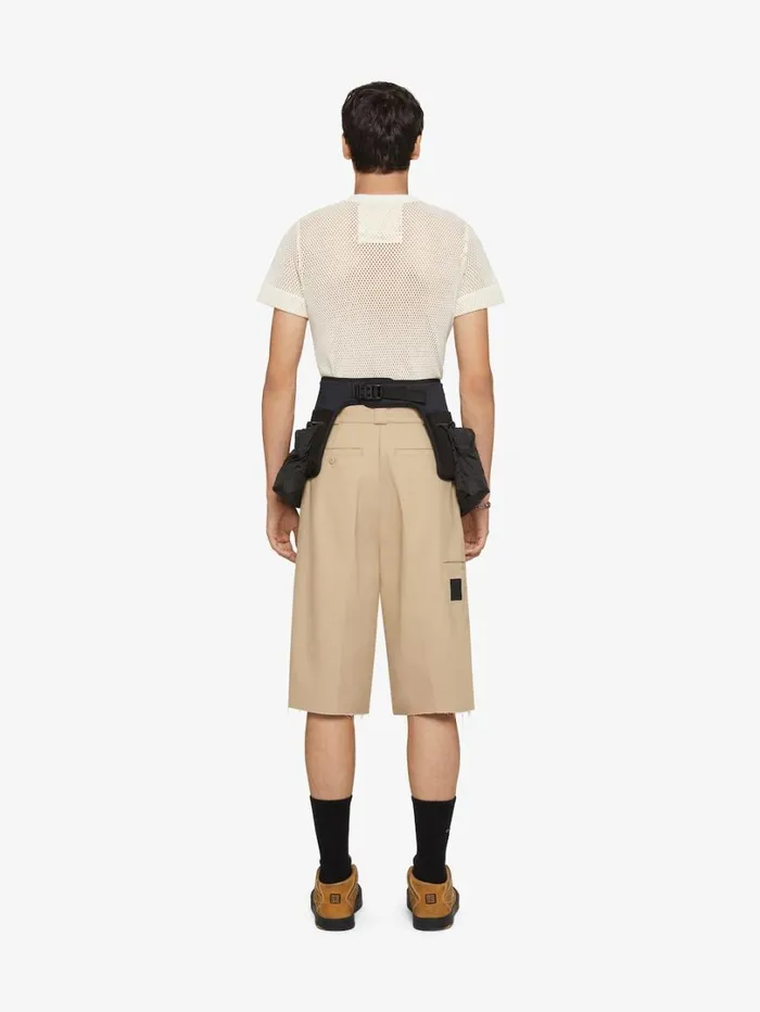 Givenchy Extra Wide Chino Bermuda Shorts In Canvas Beige Men Pants and Shorts