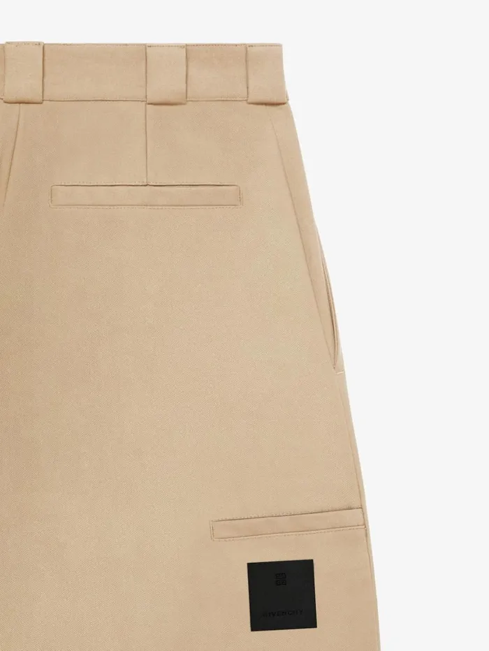 Givenchy Extra Wide Chino Bermuda Shorts In Canvas Beige Men Pants and Shorts
