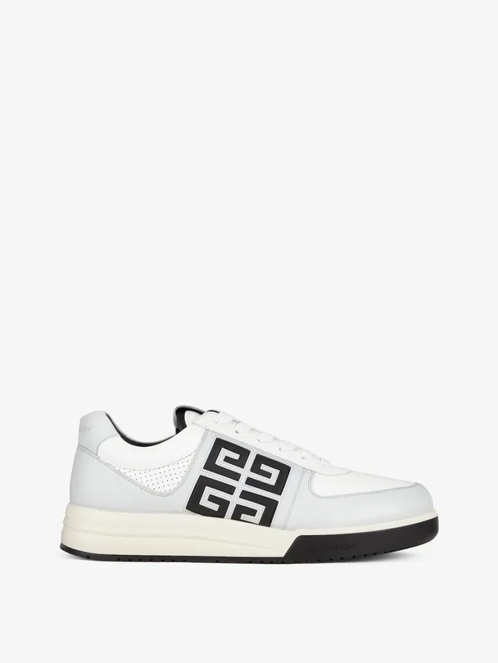 Givenchy G4 Sneakers In Leather And Perforated Leather Greyblack Men Sneakers