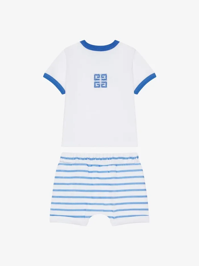 Givenchy GIVENCHY 4G Tshirt And Shorts In Cotton Gift Set Blue WomenMen Baby 1 Month To 3 Years