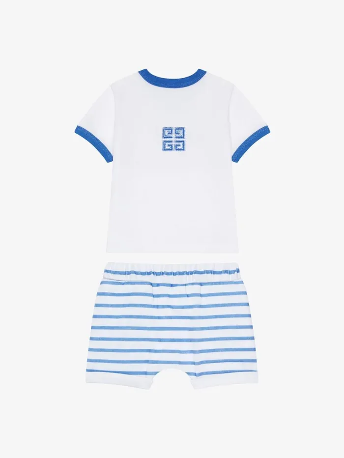 Givenchy GIVENCHY 4G Tshirt And Shorts In Cotton Gift Set Blue WomenMen Baby 1 Month To 3 Years