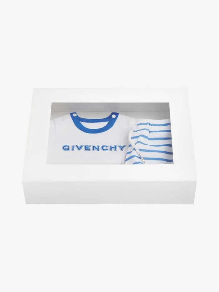 Givenchy GIVENCHY 4G Tshirt And Shorts In Cotton Gift Set Blue WomenMen Baby 1 Month To 3 Years