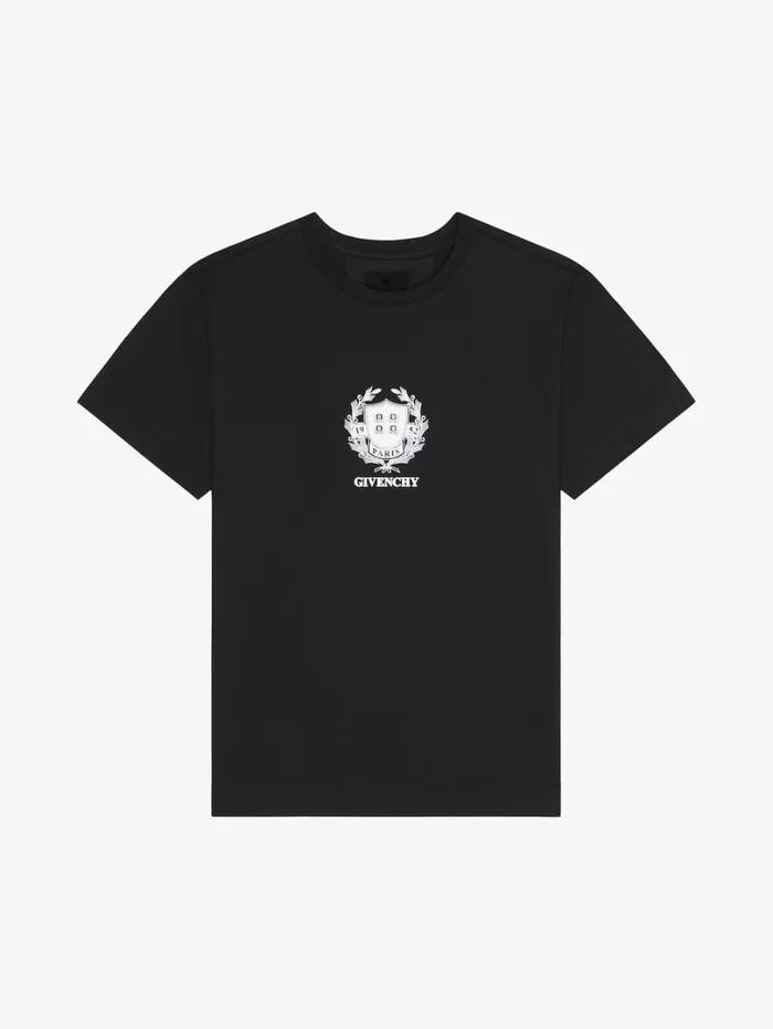 Givenchy GIVENCHY Crest Tshirt In Cotton Black Men TShirts