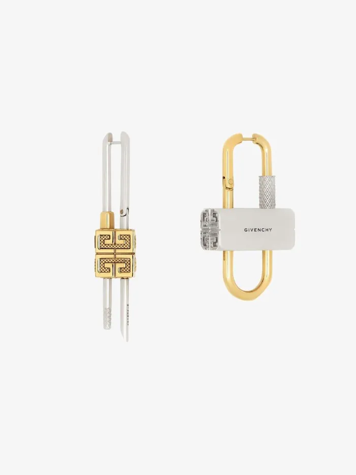 Givenchy Lock Asymmetrical Earrings In Metal Goldensilvery WomenMen Jewelry