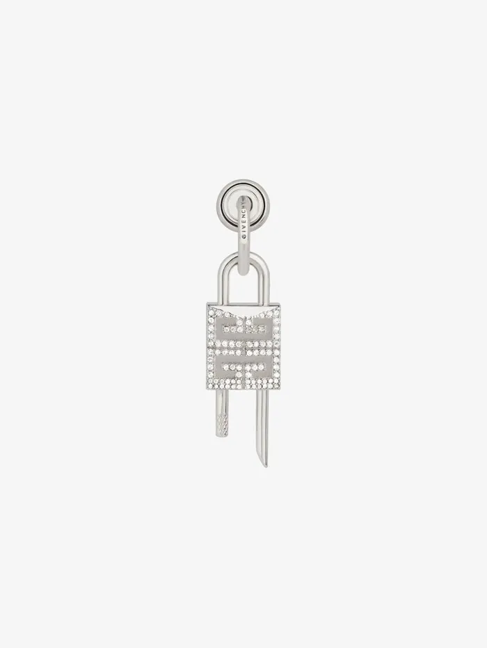 Givenchy Lock Earring In Metal With Crystals Silvery Men Jewelry