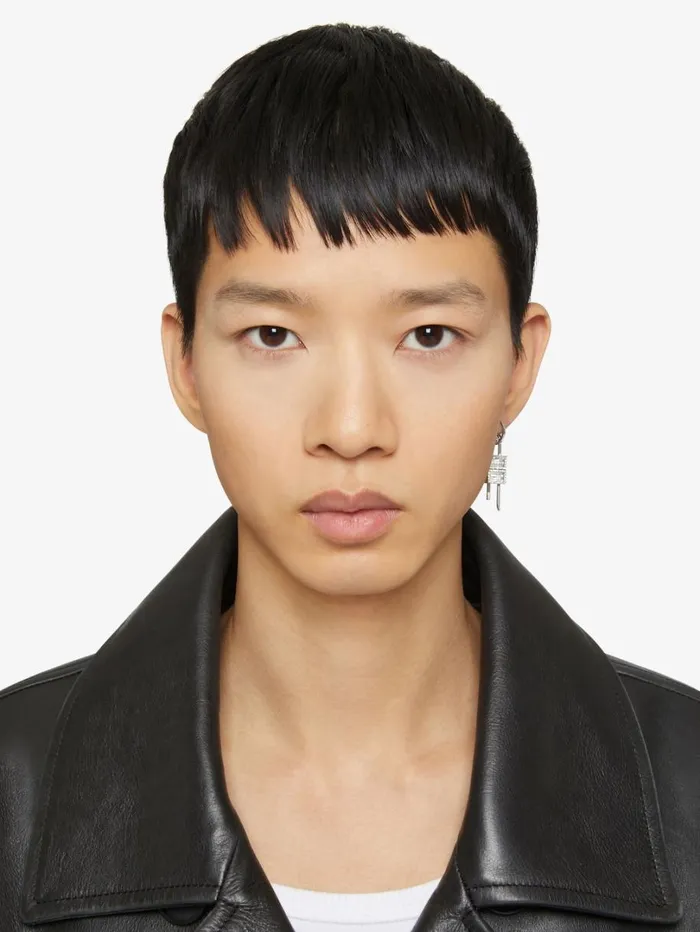 Givenchy Lock Earring In Metal With Crystals Silvery Men Jewelry Givenchy Lock Earring In Metal With Crystals Silvery Men Jewelry