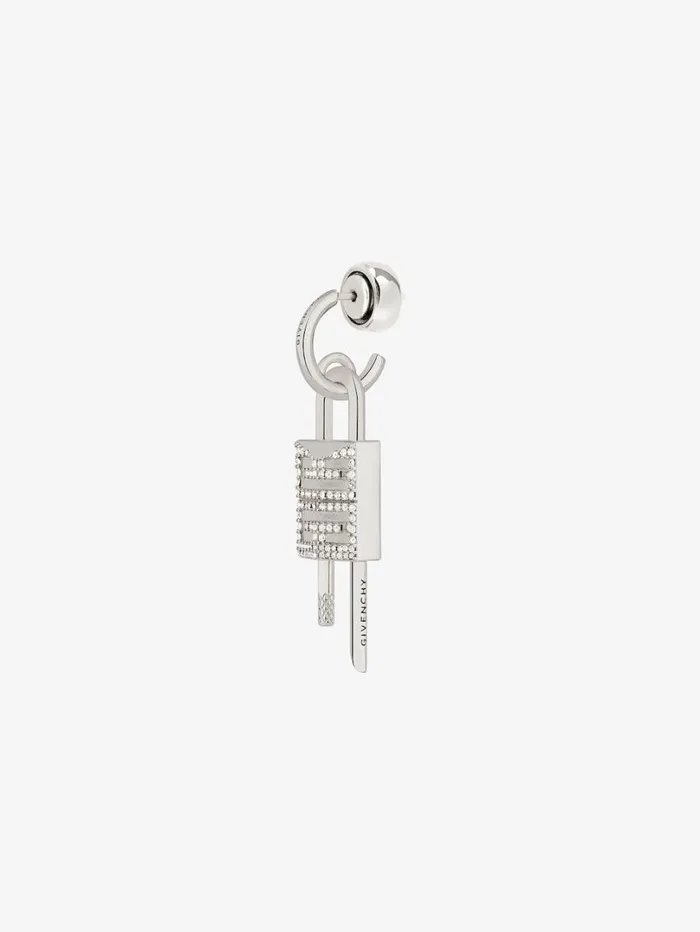 Givenchy Lock Earring In Metal With Crystals Silvery Men Jewelry Givenchy Lock Earring In Metal With Crystals Silvery Men Jewelry
