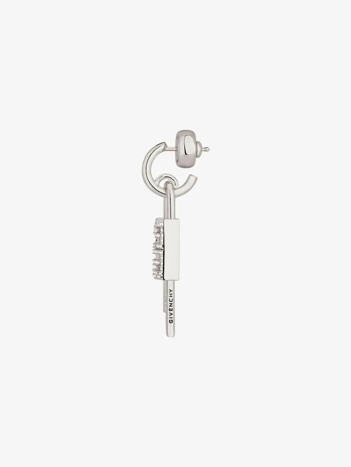 Givenchy Lock Earring In Metal With Crystals Silvery Men Jewelry Givenchy Lock Earring In Metal With Crystals Silvery Men Jewelry