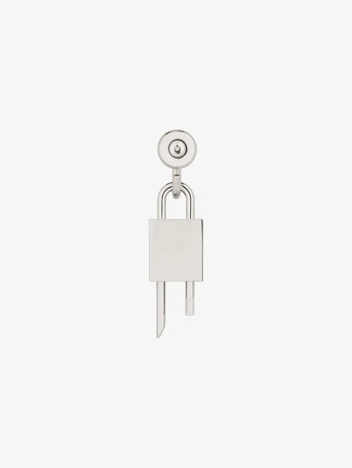 Givenchy Lock Earring In Metal With Crystals Silvery Men Jewelry Givenchy Lock Earring In Metal With Crystals Silvery Men Jewelry