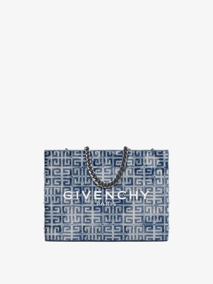 Givenchy Medium GTote Shopping Bag In 4G Denim With Chain Medium Blue Women Shoulder Bags Givenchy Medium GTote Shopping Bag In 4G Denim With Chain Medium Blue Women Shoulder Bags
